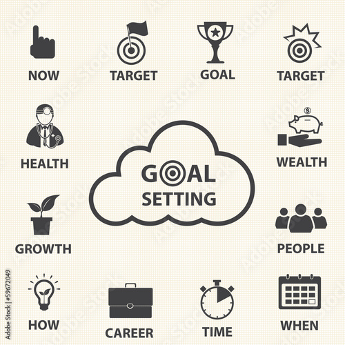 Smart goal setting. Vector icons set.