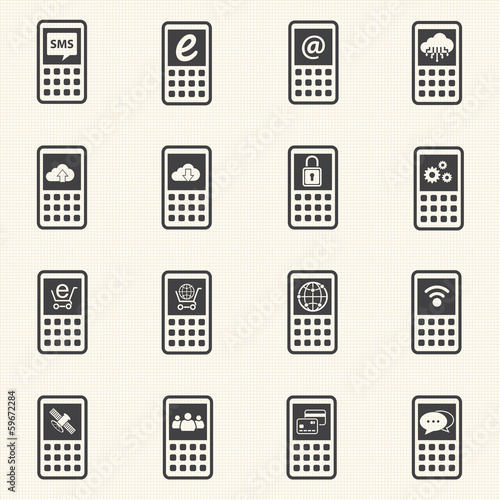 Mobile devices and network icons set. Vector