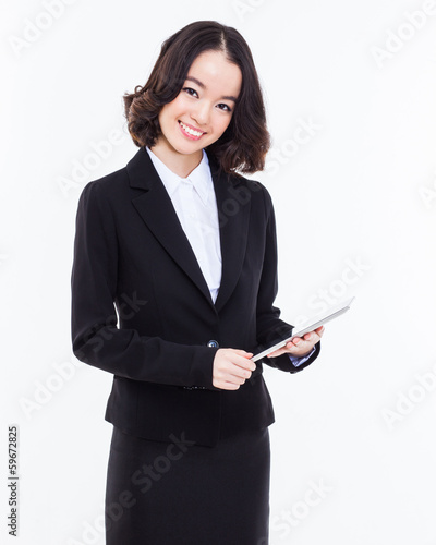 Asian Business woman using pad PC