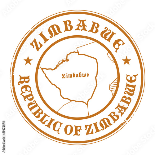 Grunge rubber stamp with the name and map of Zimbabwe