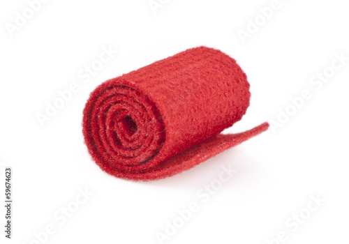 Red carpet roll on a white background