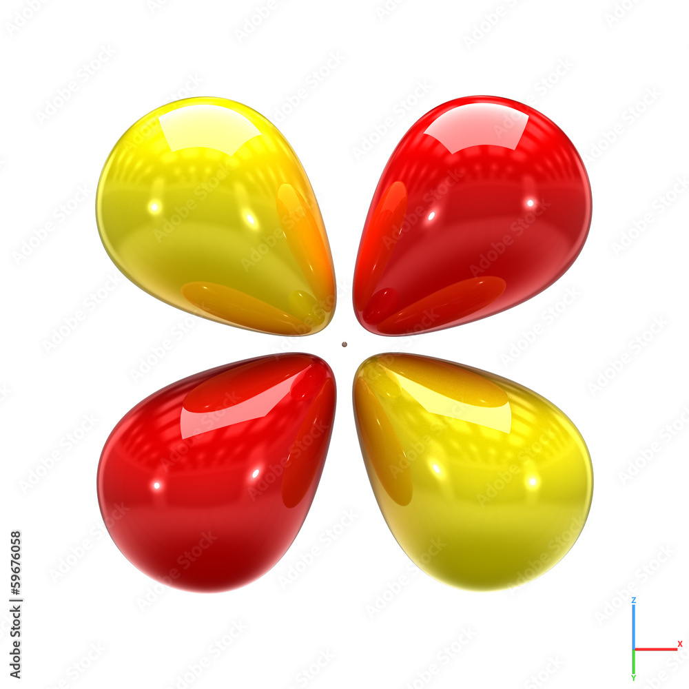 Fototapeta premium Shape of the 3d atomic orbital on white background