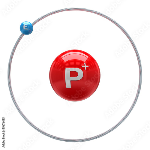 Hydrogen atom on white background
