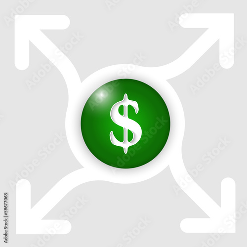 abstract frame with four arrows and dollar sign