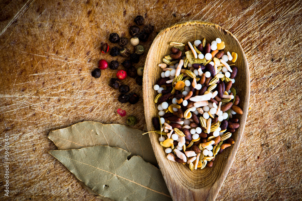 spices in a spoon spices in a spoon