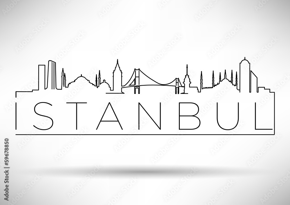 Istanbul Silhouette with Line
