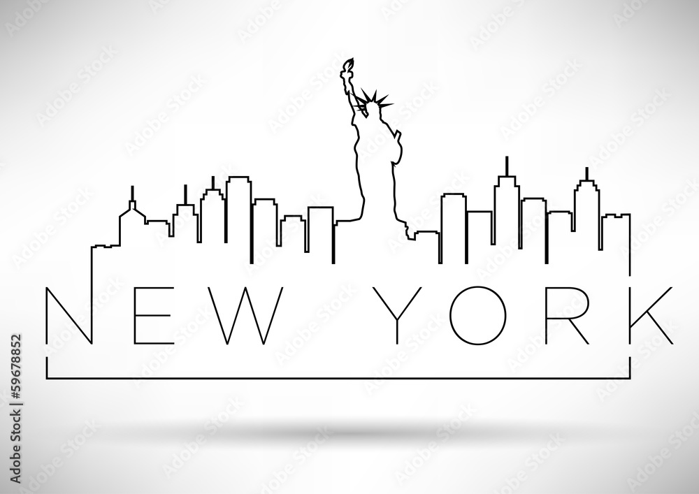 New York Silhouette with Line