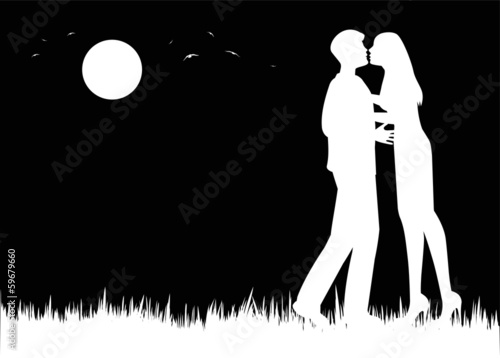 silhouette di coppia innamorata