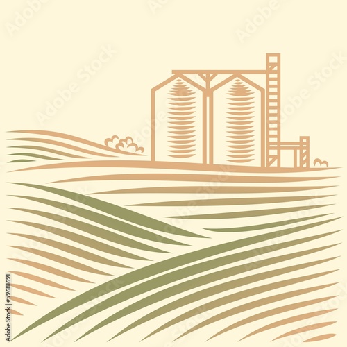 landscape with one Grain Elevator