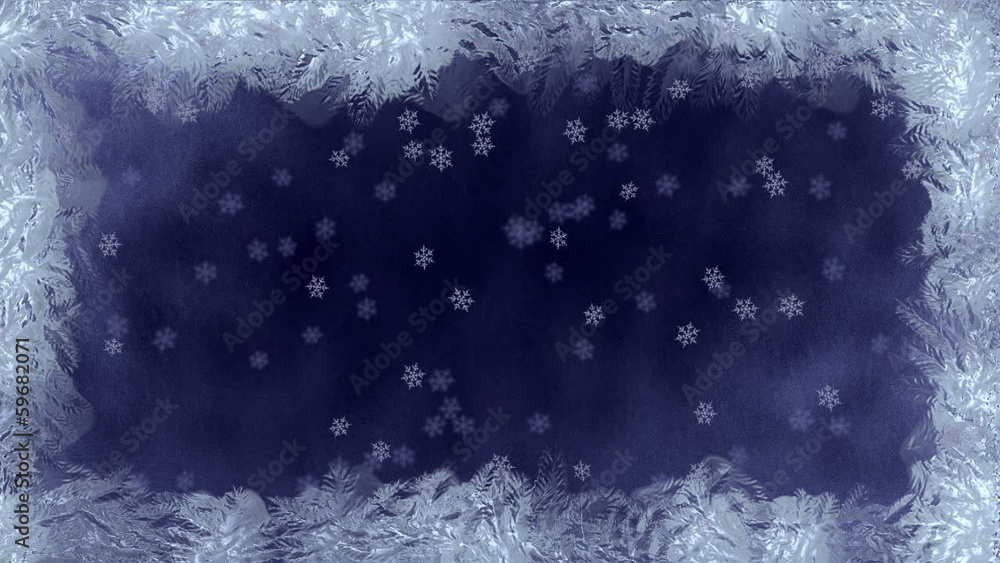Freeze frame screen with a background of falling snowflakes Freeze frame screen with a background of falling snowflakes
