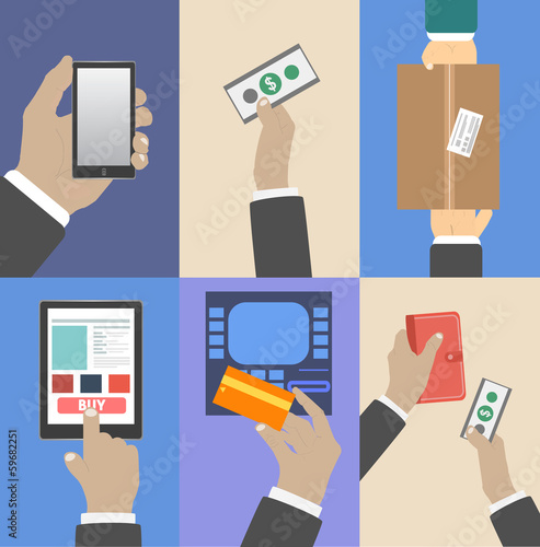 Set of business hands action concepts