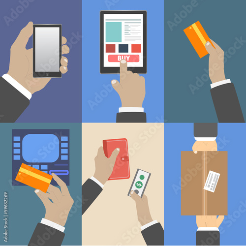 Set of business hands action concepts