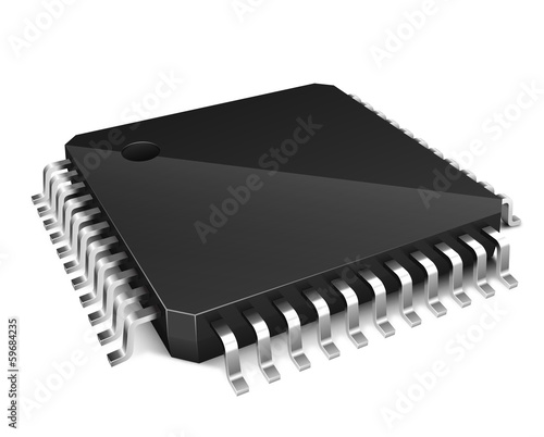 3D microchip isolated on white background