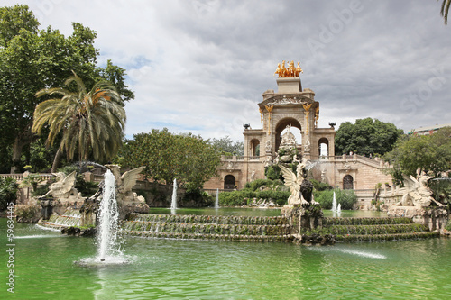 Fountain and cascade in park De la Ciutadella in Barcelona, Spai