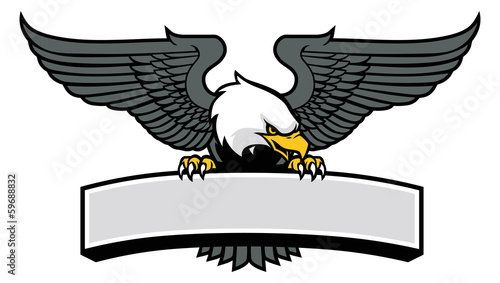 eagle mascot griping the sign