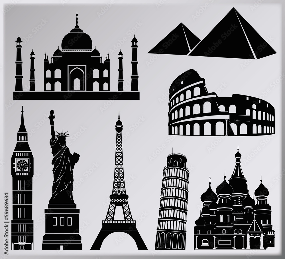 World wonders vector collection - eight piece