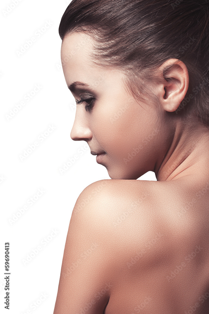 Portrait of beautiful young woman with clean face body Portrait of beautiful young woman with clean face body