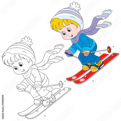 Child skiing down