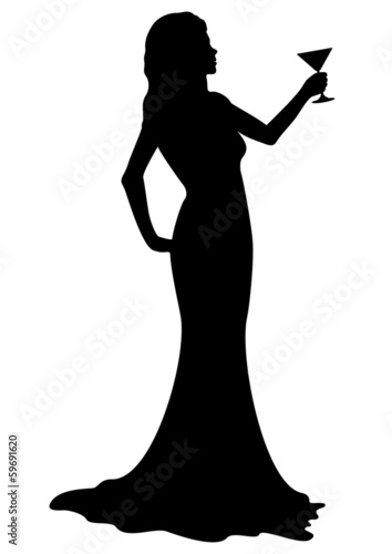 Silhouette girl with cocktail glass