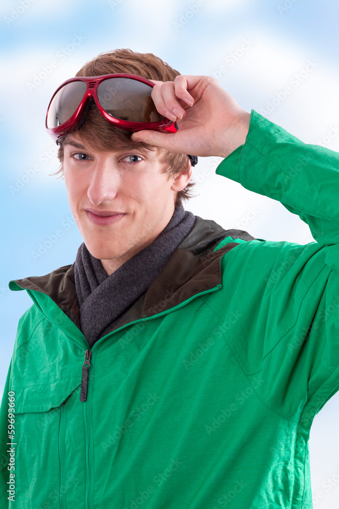 Young sporty man with winter jacket Young sporty man with winter jacket