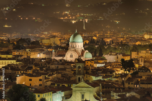 Panorama Florenz Italien Synagoge beleuchtet