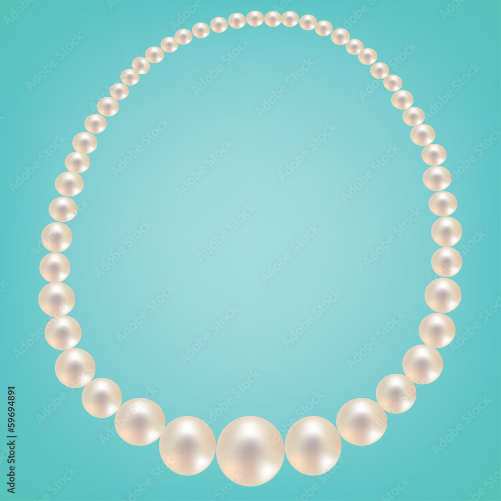 Obraz premium Pearl necklace on turquoise background
