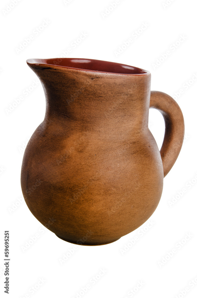 Clay jug, it is isolated on white