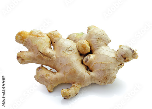 Root ginger isolated on a white studio background.
