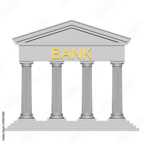 Bank building on white background
