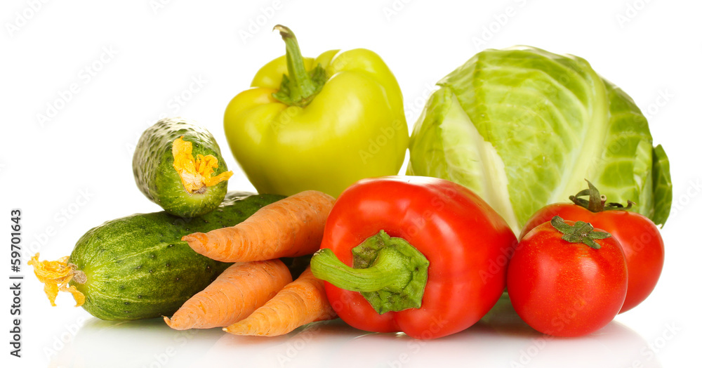 Colorful fresh vegetables isolated on white Colorful fresh vegetables isolated on white