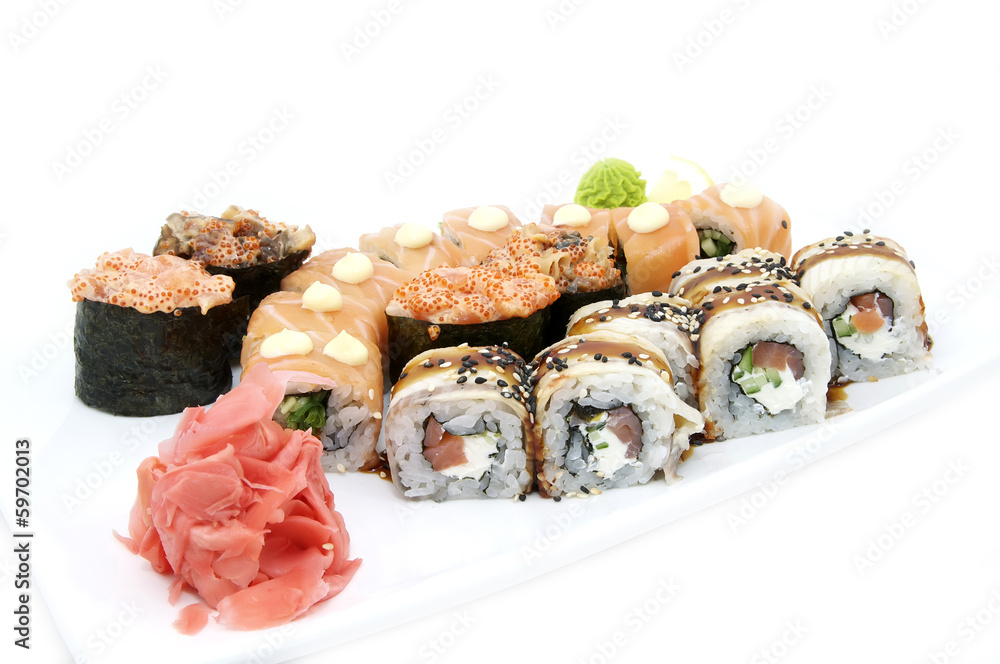 delicious seafood sushi at a Japanese restaurant delicious seafood sushi at a Japanese restaurant
