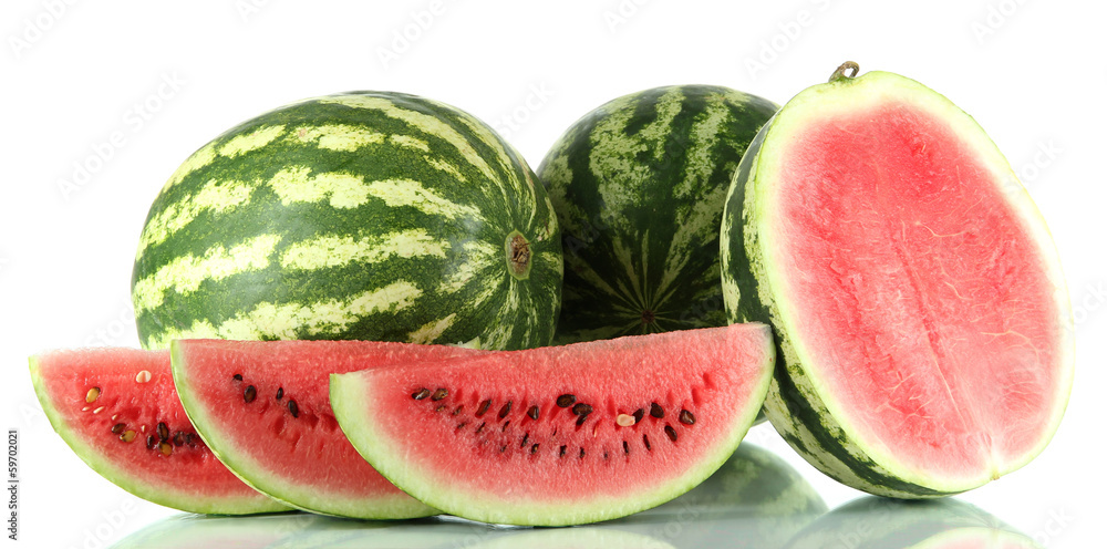 Ripe watermelons isolated on white Ripe watermelons isolated on white