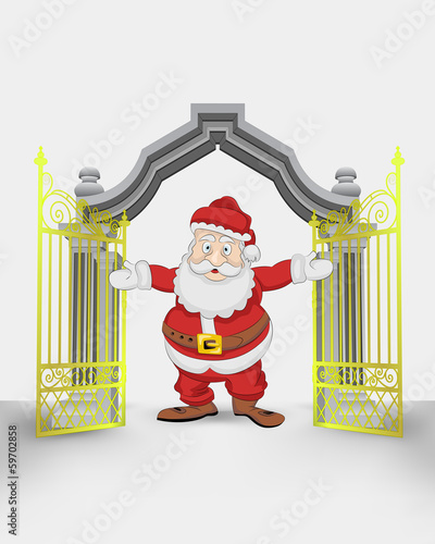 golden gate entrance with Santa Claus welcome vector