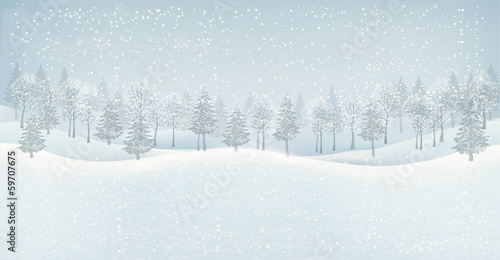 Christmas winter landscape background. Vector.