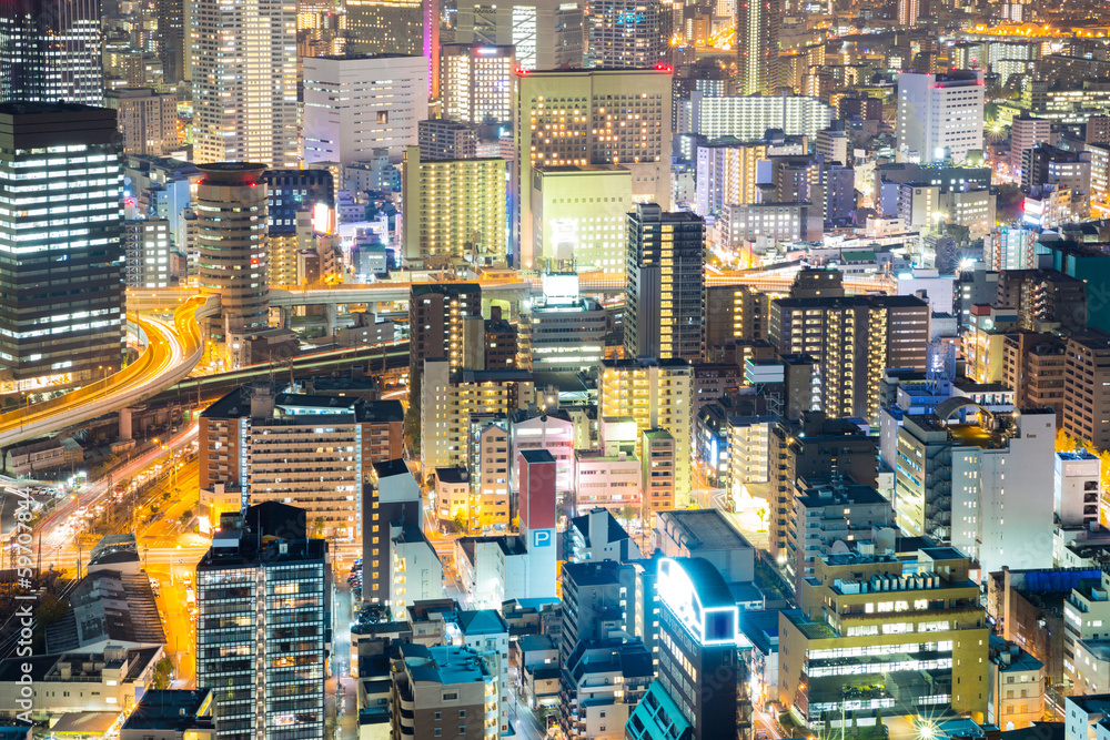 Fototapeta premium Osaka downtown at night