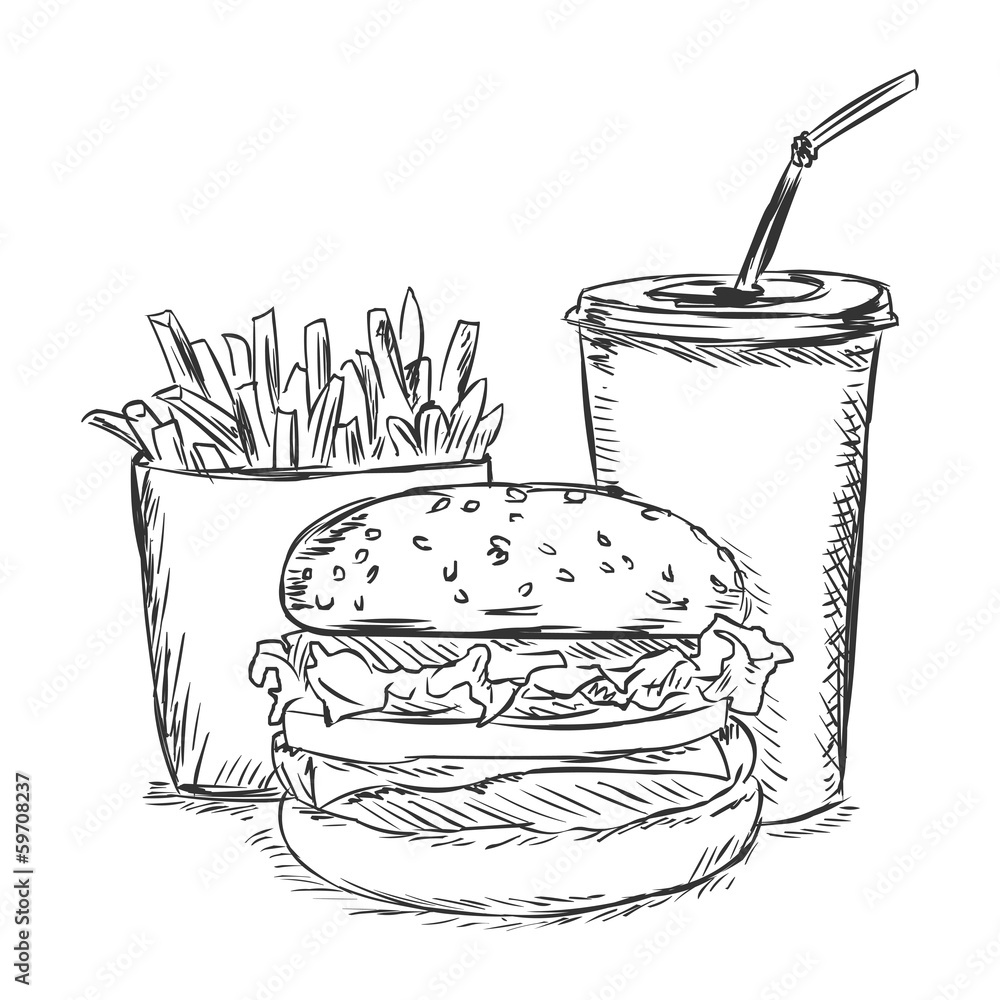 vector sketch illustration - fast food