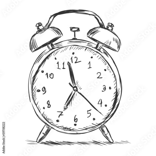 vector sketch illustration - alarm clock