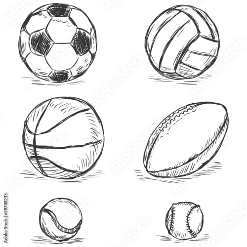 vector sketch illustration - sport balls