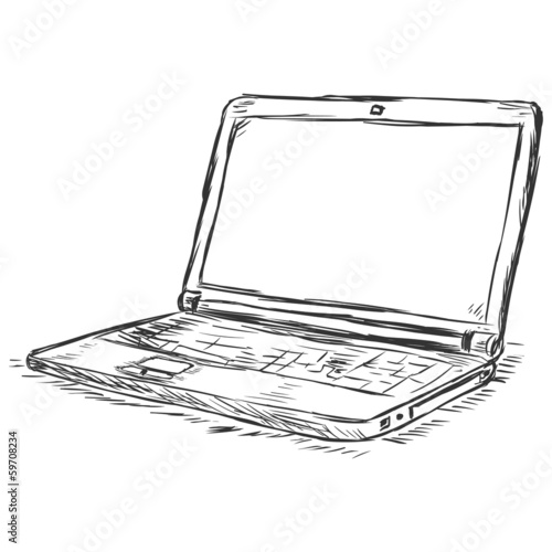 vector sketch illustration - laptop