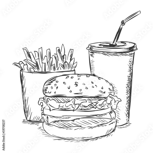vector sketch illustration - fast food