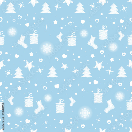 Christmas seamless pattern with white toys