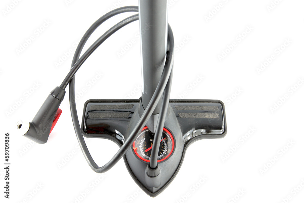 Bicycle tire pump isolated on white. Bicycle tire pump isolated on white.