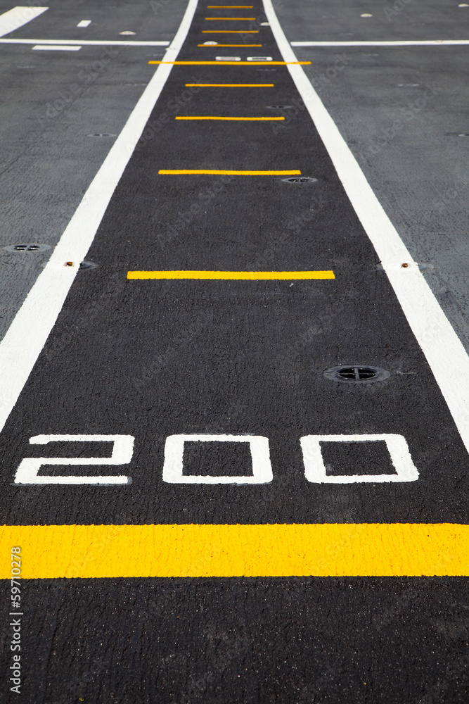 Small runway on the deck of aircraft carrier Small runway on the deck of aircraft carrier
