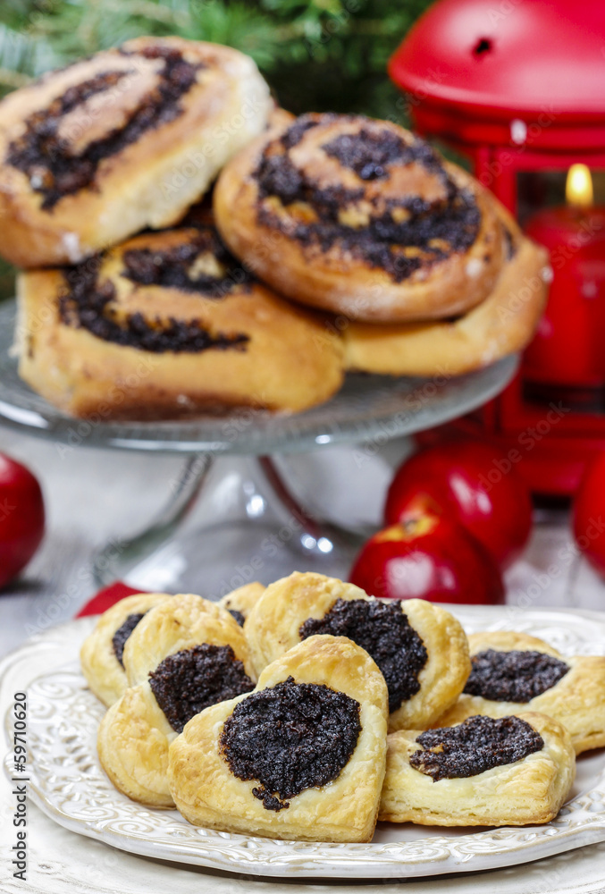 Poppy seed cookies in heart shape Poppy seed cookies in heart shape