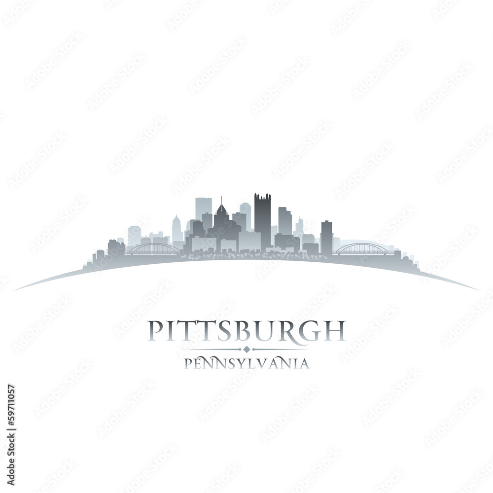 Pittsburgh Pennsylvania city skyline silhouette white background