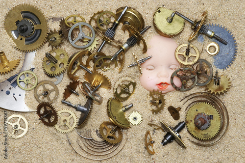 clockwork mechanism on the sand