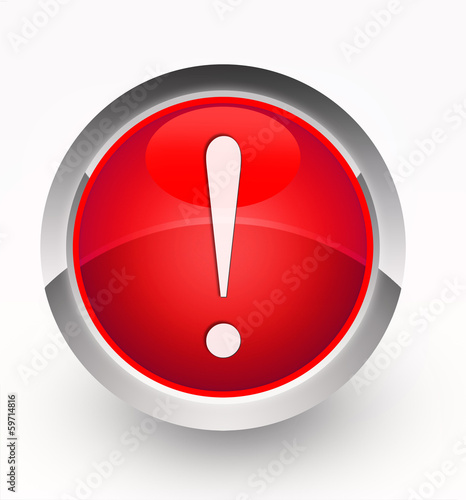 Knopf rot Ausrufezeichen