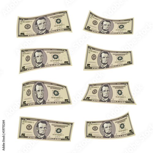 Five dollar bill. Vector format