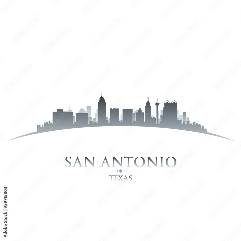 San Antonio Texas city skyline silhouette white background
