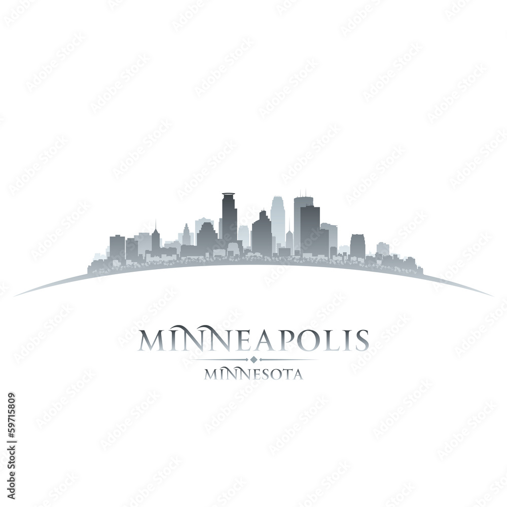 Minneapolis Minnesota city skyline silhouette white background